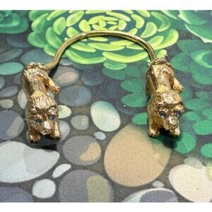 Vintage Jewel Eye Lion Sweater Scarf Clip Gold Blue Retro Whimsy Aslan Costume